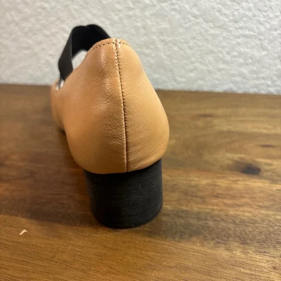 PuDing Block Heel Pumps Elastic Strap Square Toe Tan Shoes size 36 - Picture 7 of 10